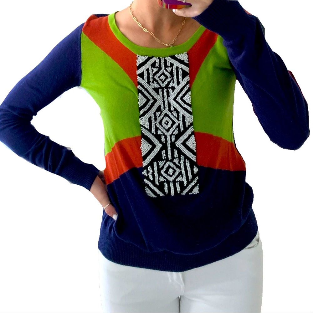 Charlotte Tarantola (Anthropologie) Beaded Long Sleeve Sweater